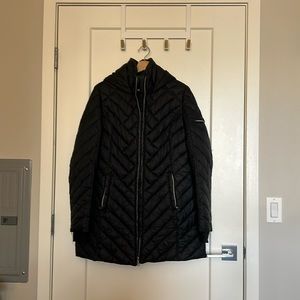 Black long puffer jacket